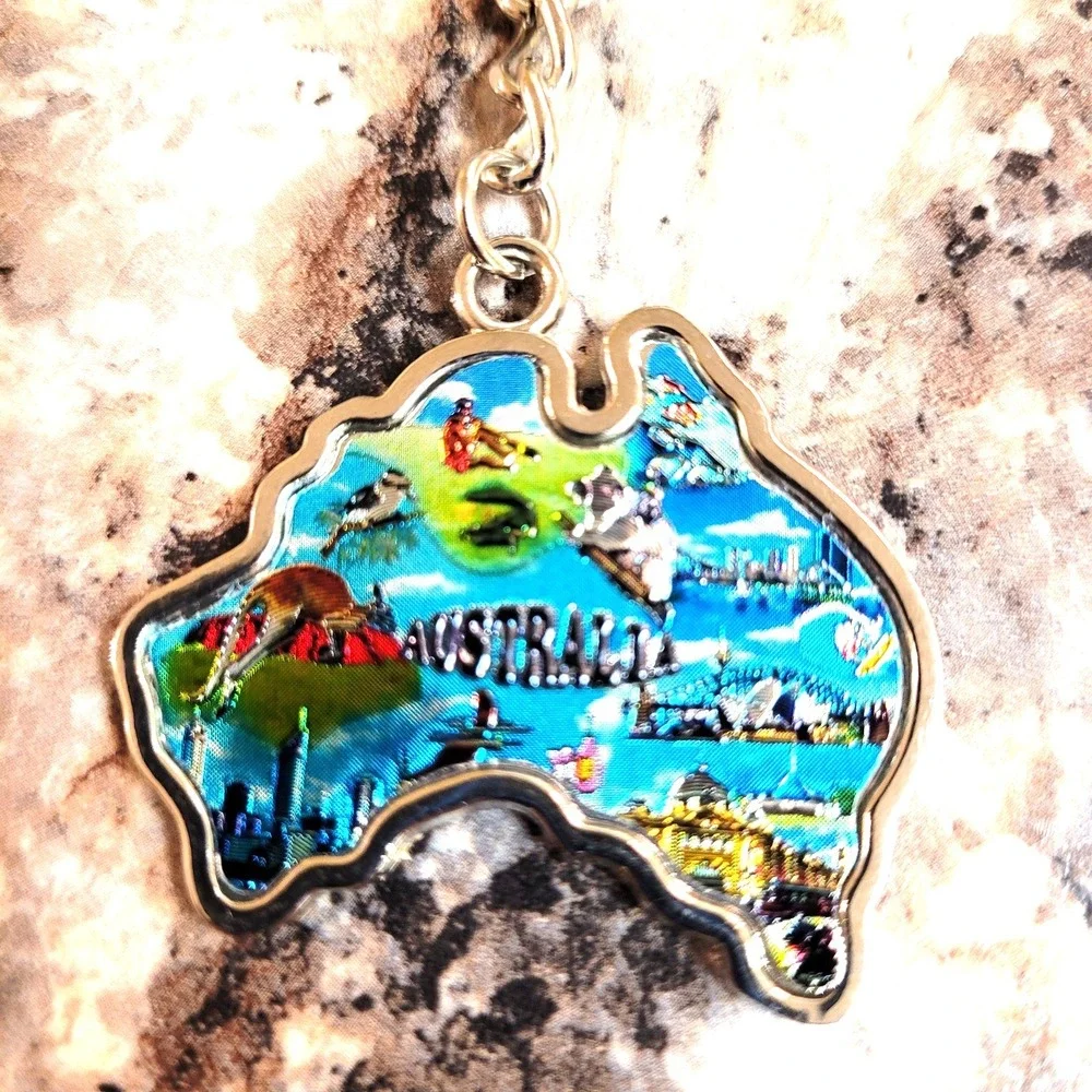 Australia Souvenir‎ Keychain Lot Of 3 Kangaroo Country Silver Tone Travel
